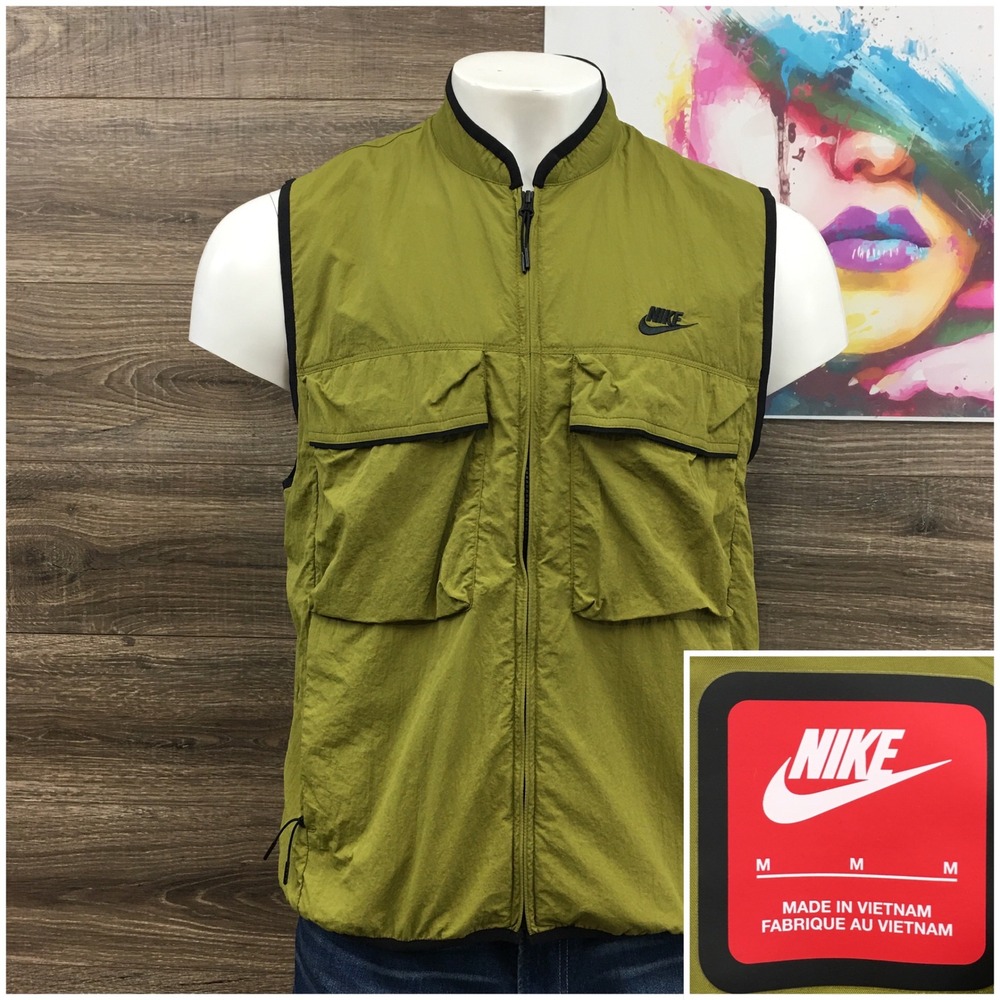 Nike Sportswear Utility Vest Moss Green Mens Medium FZ0748-307 Cargo‎ Gorpcore
